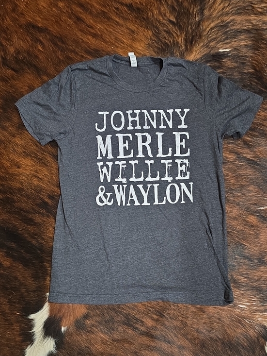 Tops - Graphic Crewneck T-Shirt - Charcoal with White Text